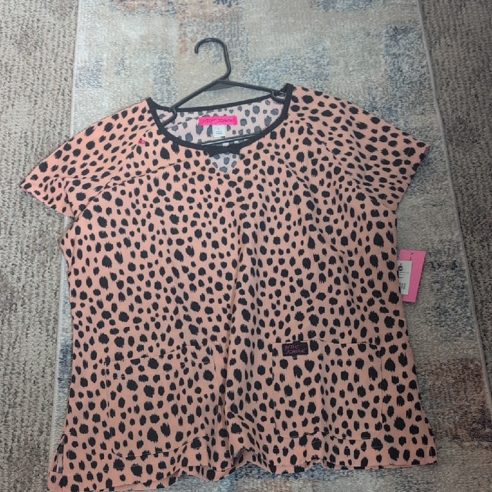 Betsey Johnson Black and Pink Spotted Top